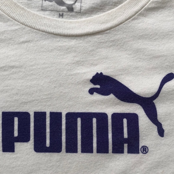 Puma Cotton T-Shirt with Logo (Cream/Purple) - Picture 2 of 8